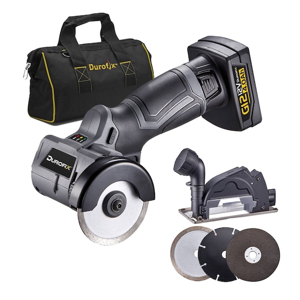 Durofix G12 Cordless 3in Compact Cut-Off Tool Kit, 20,000 RPM, w/ Safety Guard & 4.0 Battery RC1222-PG - main